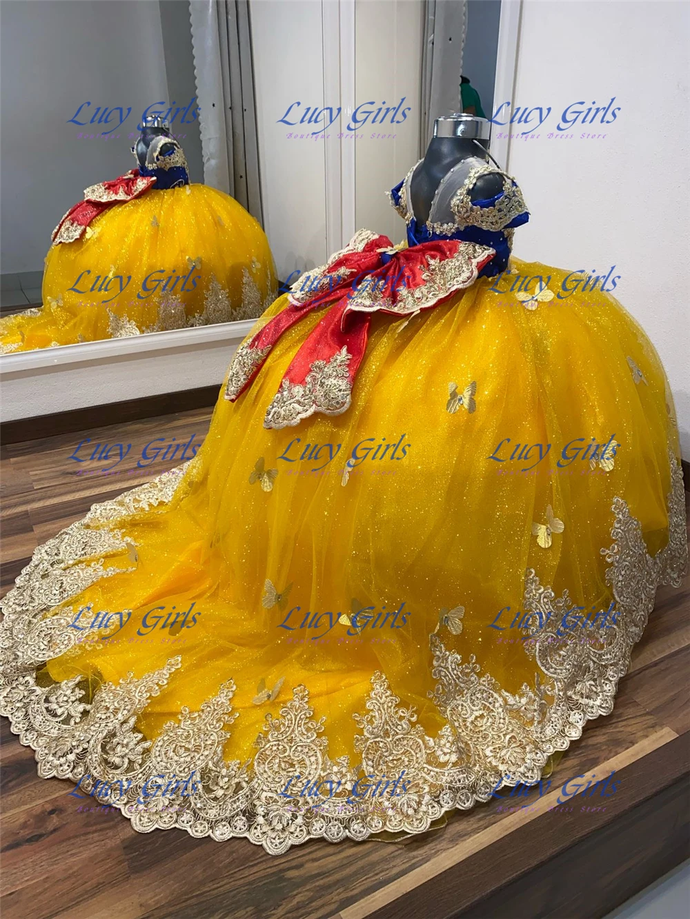 Gaun Gadis Bunga Cantik dengan - Embroidery Yellow Dress ulasan dan harga