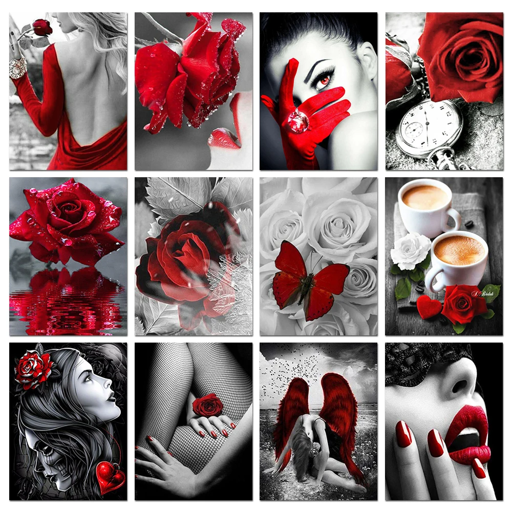 Lukisan Berlian 5D, Motif Bung - Embroidery Rose ulasan dan harga