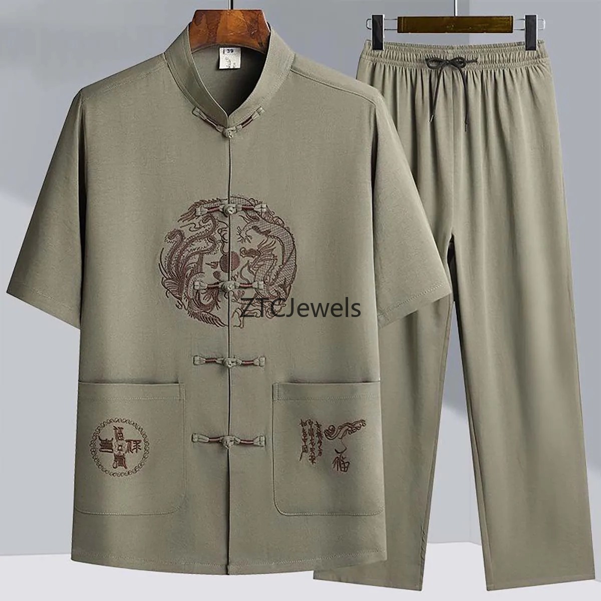 Setelan Kung Fu Tradisional Ti - Embroidery Cotton Shirt ulasan dan harga
