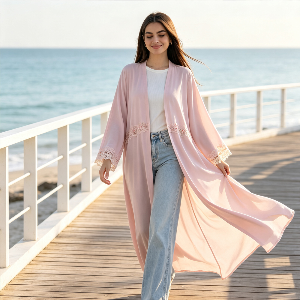 Gaun Cardigan Abaya Dubai Bord - Embroidery Kebaya ulasan dan harga